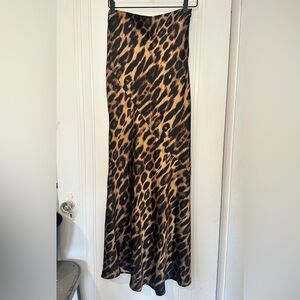 Commense Leopard Print Maxi Skirt in Brown and Black